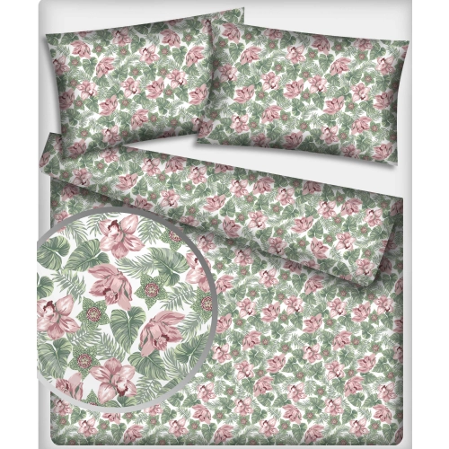 Komplet Pościeli z Bawełny 160x200 clematis miętowy